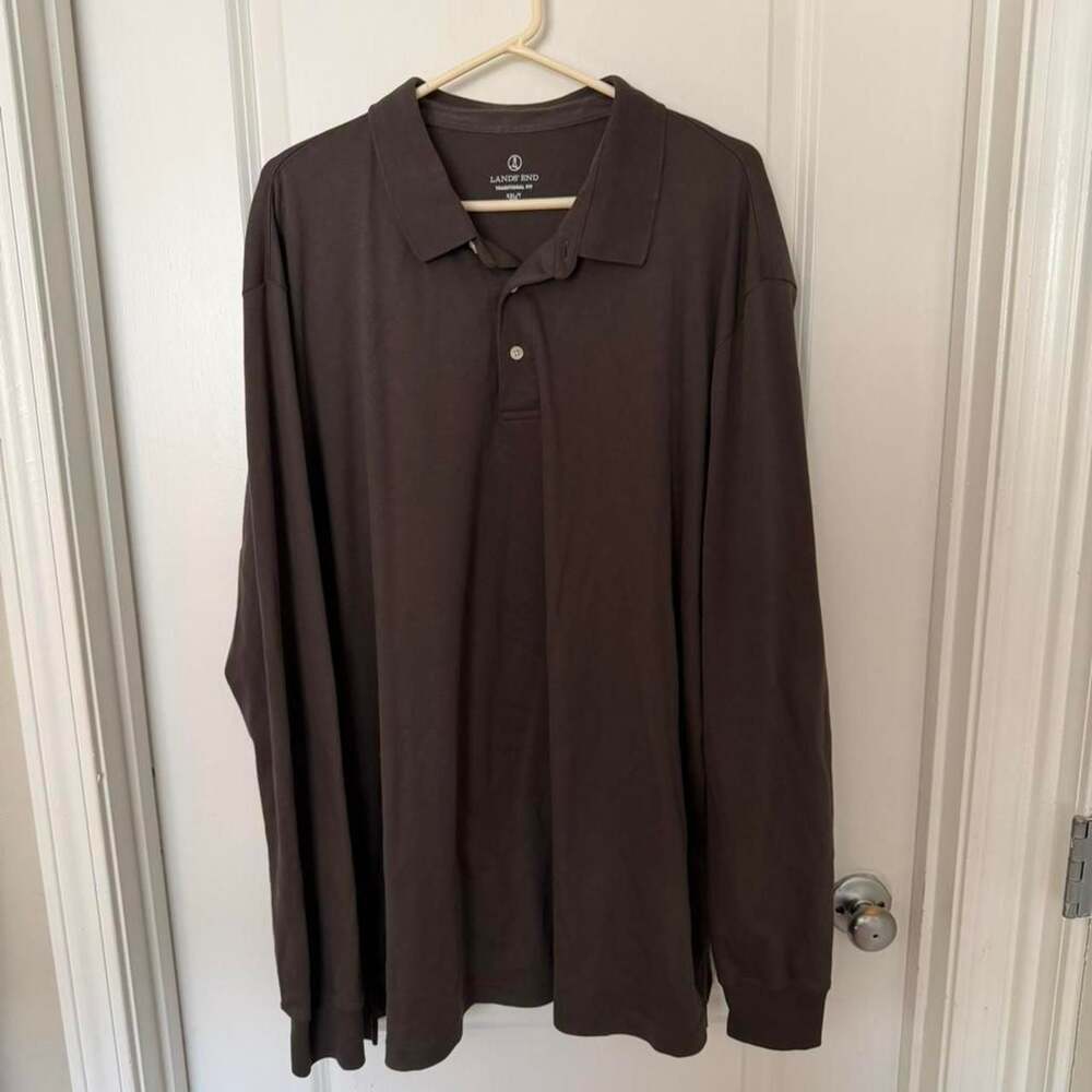 Lands' End Traditional Fit Long Sleeve Polo Shirt XXL/T